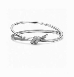 Bracelet de nœud de série Tknot Edge Series de la marque Hot Brand avec Diamond 18K Rose Gold Fashion 925 Silver 4UOJ