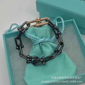 Hot Picking TFF High Edition Hardwear Series Horseshoe Black Gold Bracelet S925 Sterling Silver Hot Picking High Grade Feel Bracelet