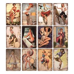 Hot Pin Up Girls art peinture signes en étain rétro affiche plaque métallique femme sexy art mur décoratif plaque vintage maison personnalisé décor signe taille 30 x 20 w02