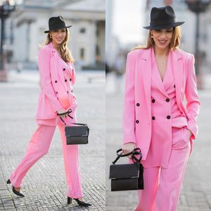 Bandes roses chaudes mère de la mariée costumes jeune femme formelle soirée ample Blazer porter 3 pièces