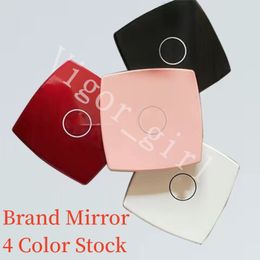 Felroze Wit Zwart Rood Compacte spiegels Mode acryl cosmetische draagbare spiegel Opvouwbare fluwelen stofzakspiegel met geschenkdoos Meisje Make-up Gereedschap Hoge kwaliteit Op voorraad