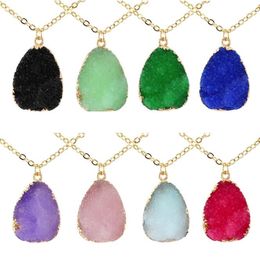 Hot Popular Necklace Resin Waterdrop Crystal Rvs Geometry Kettingen Diverse 8 kleuren Beste voor Lady Mix Colors GB1536