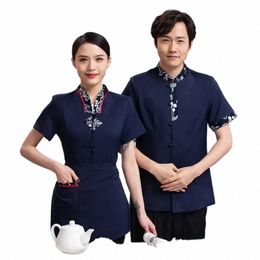 Hot Pot Restaurant boerderij werk kleding jas tops hotel Chinese restaurant ober uniformen catering thee huis werk overalls s684#