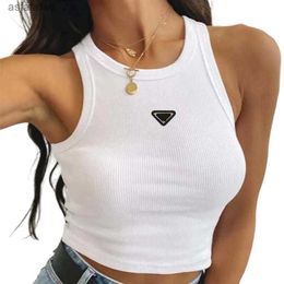 Hot PR-A Summer White Femmes T-shirt Tops Tees Crop Top Brodery Sexy Black Tank Black Casual Sans manches Backless Shirts Luxury Designer Couleur Couleur de couleur FBGN