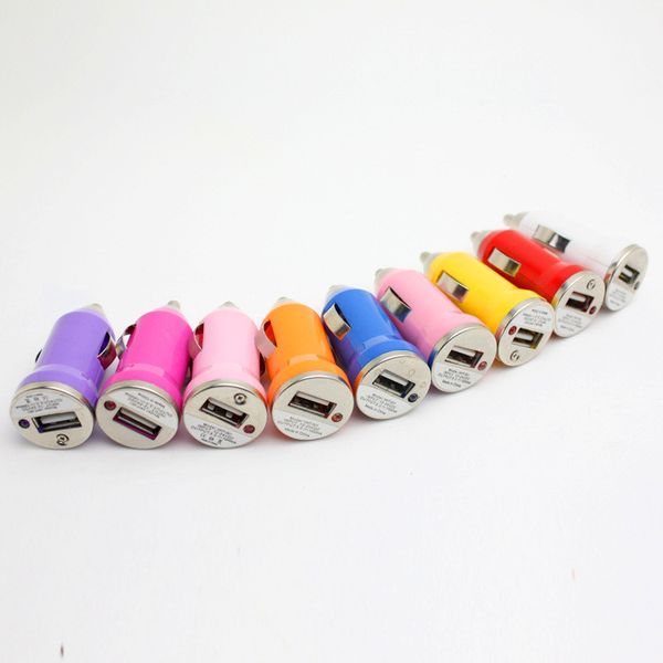 Universal Bullet Mini Car Charger Adaptador de cargador USB para IPOD Iphone Adaptadores de carga USB Cargadores de teléfonos inteligentes para Samsung s10