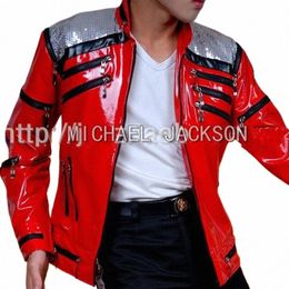 Chaud Punk Rouge Zipper Michael Jacks MJ Beat It Casual Tailor Made America Fi Style Veste Outwear Imitati 59Ub #