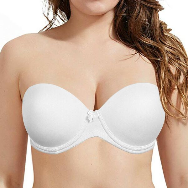 Soutien-gorge Push Up blanc grande taille, sous-vêtements pour femmes, col licou, sans bretelles, Sexy BH mariage A B C D E F 70 75 80 85 90 95