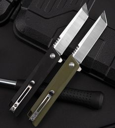 Hot R1023 Flipper Pliage Couteau D2 Satin Tanto Point Blade G10 Handle Ball Ball Fast Open EDC Folder Couteaux Outdoor Outils