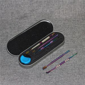 Outils de dabber de cire d'argent d'arc-en-ciel chaud Outil de dabbing 121mm pour tuyau d'eau d'herbe sèche bong en verre Outil de creusement pot de silicone dab contenant de cire