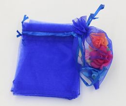 100 pcs Royal Blue 7x9cm 9x11cm 13x18cm Organza sieraden Geschenktas Tassen voor bruiloftsfunderen, kralen, sieraden (AB647)