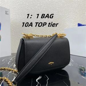 hete verkoop 10A topkwaliteit S ontwerpers dames portemonnee zwarte handtas 22 14 6,5 cm 1BD275 tassen gouden ketting flap schoudertas tas met doos B37