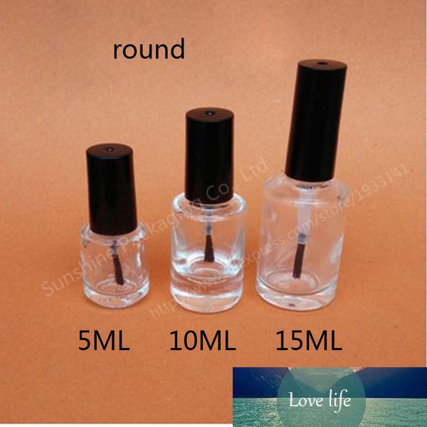 Offre spéciale 10 pièces 15 ml bouteilles de bouteille de vernis à ongles rond avec couvercle noir blanc, petit vernis à ongles en verre, Mini bouteille en verre