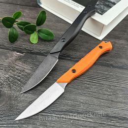 Hot Sale 15700-01 Flyway Fixed Blade Knife CPM-154 Satijn rechte rug Orange Santopreen Handgrepen Gemakkelijk te dragen Outdoor Hunting Wandel Pocket Knife BM 15017 15018 15600