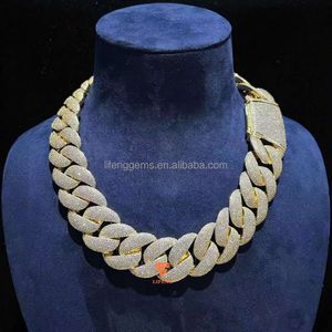 Hot Sale 18/20mm Hip Hop Jewely S925 Silver Gold Ploated Mens Cuban Link Chain VVS Moissanite Iced Out Miami Necklace