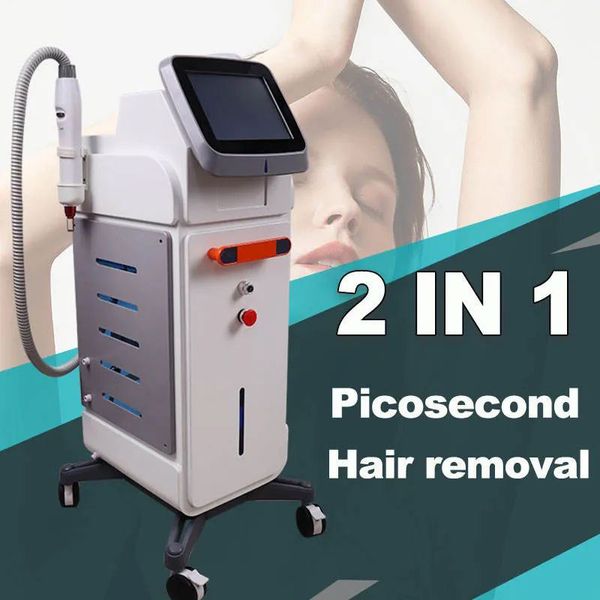 Vente chaude 2 en 1 Diode Laser 808nm Épilation Pico Picoseconde Laser Détatouage Peau Électrolyse Laser Enlèvement Permanent Machine