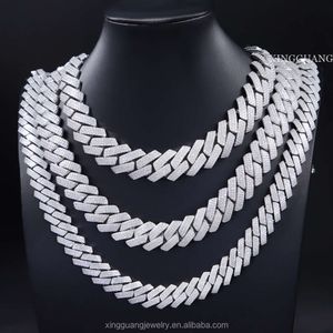 Vente chaude de 20 mm de large 2/3/4 Row Vvs Moisanite Diamond Cuban Link Chain S925 Silver Jewelry Hip Hop Fine Jewelry Collier Bracelet