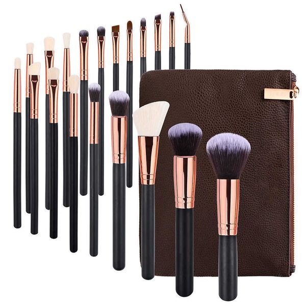 Vente chaude 20 morceaux de brosse de maquillage noir ensemble outils de beauté Foundation Brosse de maquillage de maquillage Brosse de poudre de poudre