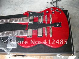 Hot Koop 2013 Nieuwe Collectie 6 + 12 Snaren Dubbele Hals G Custom Gitaar SG 1275 Wijn ROOD Elektrische Gitaar Gratis verzending GEEN CASE