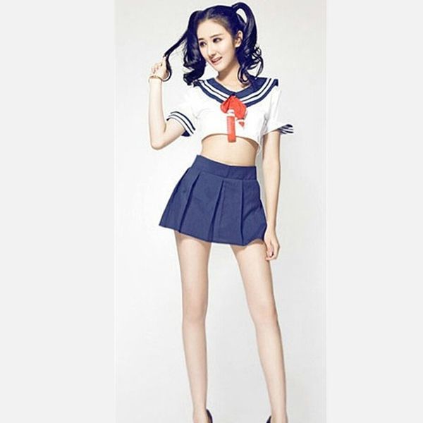 Venta caliente 2017 Lencería Sexy Estudiante Corbata Uniforme Tentación Discotecas Uniforme Sexy sailor moon Disfraz mujer ropa de dormir Y18102206