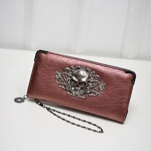 Offre spéciale 2018 portefeuille femme pochette porte-monnaie femmes portefeuille en cuir Pu longue fermeture éclair fermé portefeuilles crâne fleur conception dame sacs à main