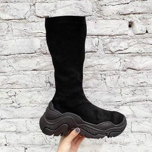 Hot Sale-2019 Designer New Black Patent Lederen en elastische stoffen Sokken Laarzen Fashion Luxe Items. Schoenmaat: 35-40 YF190903