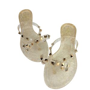 2022-+ mode femmes sandales plat gelée chaussures arc tongs goujon chaussures de plage été pantoufles string sandales nude