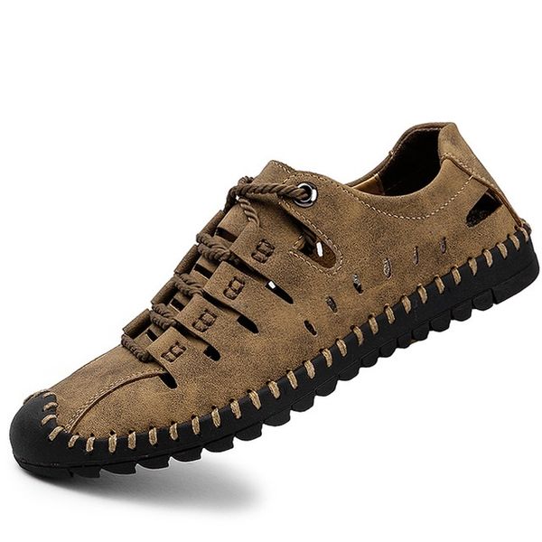 Vente chaude-2019 nouvel été hommes en cuir véritable sandales affaires chaussures décontractées hommes en plein air plage sandales hommes romains été chaussures d'eau taille 48