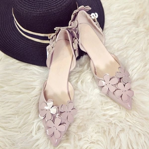 Venta caliente-2019 nuevos zapatos individuales puntiagudos dulces y salvajes tacones altos de mujer zapatos de dama de honor de aguja de flores