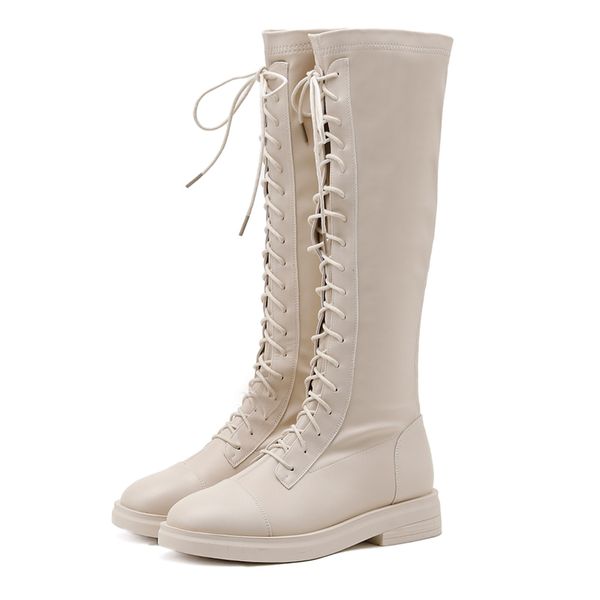 Offre spéciale 2020 genou bottes hautes femmes appartements mode bottes d'équitation en peluche Zip concepteur haut bottes longues femmes en peluche fourrure noir blanc