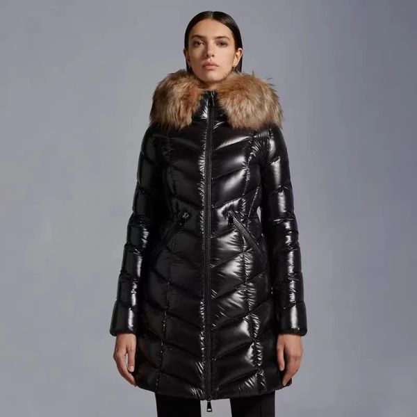 Meilleure Promo Vestes Parkas en duvet de canard blanc pour femme, avec fermeture éclair, fourrure, capuche, ceintures rayées, manteaux courts Slim, collection automne-hiver 2023, MK23045