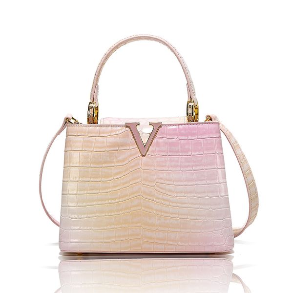 Vente chaude 2023 CHV-019 Commuter Tote Designer De Luxe Femmes Sacs À Bandoulière Femmes Sac À Bandoulière De Haute Qualité Imprimé Animal Alligator En Cuir Véritable Pinkbule