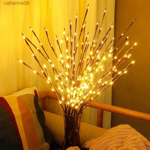 Venta caliente 20LED Navidad LED Lámpara de rama de sauce Con pilas Adornos de Navidad decorativos para el hogar Decoraciones para árboles de Navidad L230621