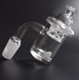 Hot Koop 25mm Platte Top Quartz Banger Nail met UFO Draaiende Carb Cap en Quartz Pearl Balls voor Glass Water Pipes DAB Rigs