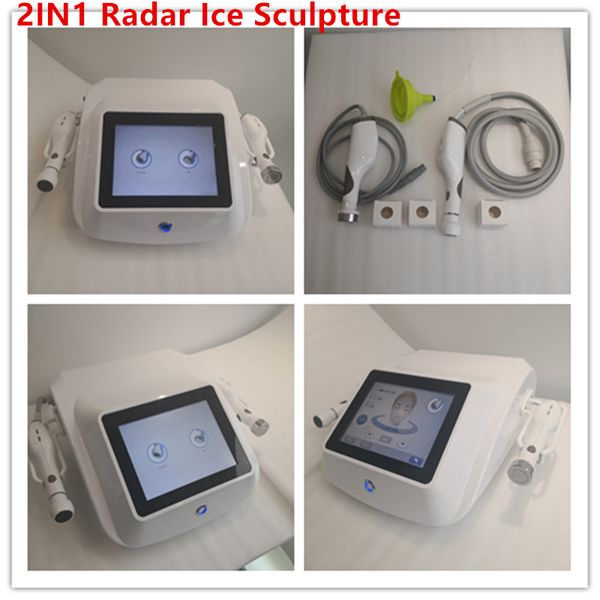 Vente chaude 2IN1 RF Lifting Du Visage Enlèvement Des Rides Radar Sculpture Sur Glace Hifu V-Max Avec Système De Refroidissement DHL Livraison Gratuite