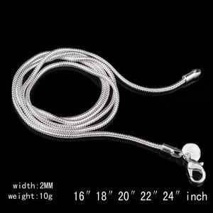 2mm Snake Chain 925 Verzilverd Slangen Botkettingen Dames Choker Ketting Unisex Design 16 tot 24 Inch Groothandel