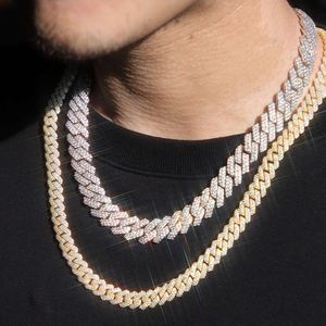 Vente chaude 2rows 8 à15 mm Vvs Diamond Cuban Chain cubain pour hommes Collier hip hop bijoux fin 925 Bracelet à chaîne plaquée or en argent
