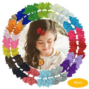 80 pcs 3inch Grosgrain Ribbon Boutique Hair Bows Alligator Clips For Baby Kids Girls Hair Accessoires 20 Colors Headwar Hair Clips