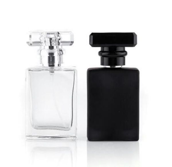 Bouteilles de pulvérisation de parfum portables en verre noir clair de 30ml, conteneurs cosmétiques vides avec atomiseur pour voyageur, offre spéciale