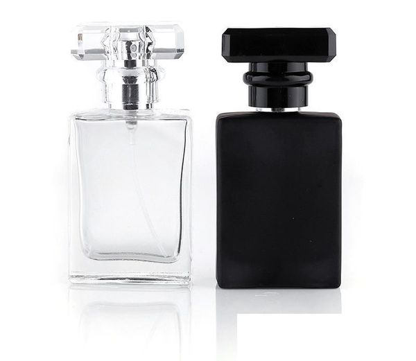 Vente chaude 30 ml clair noir Portable verre vaporisateur de parfum bouteilles vides contenants cosmétiques avec atomiseur pour