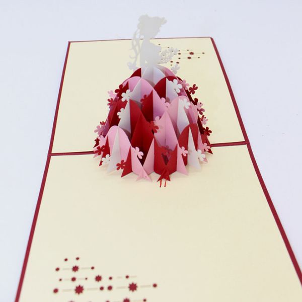 Cartes de vœux Pop-Up 3D pour robe de mariée, carte d'invitation faite à la main pour mariage, anniversaire, saint-valentin, fournitures de fête Festive