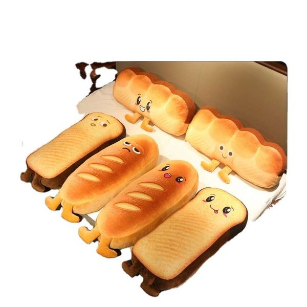 Vente chaude 3D simulation de pain en peluche Toast Toast Fund Food Toys Toys Soft Oreiller pour coussin de maison