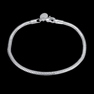 3 mm 8 inch 925 Sterling Silver Snake Chain Link Bracelet Fashion sieraden Making for Women Cadeau 10 stcs/lot lknspch187