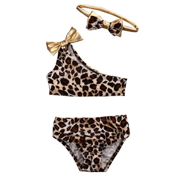 Venta caliente 3 unids/set niños bebé niña ropa leopardo bikini conjunto traje de baño traje de baño de alta calidad