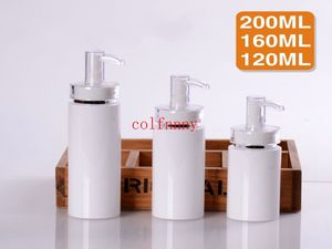 Gran oferta 50 unids/lote 120/160/200ML bomba de prensa blanca para suero/loción/emulsión/base/gel/botella de vidrio para embalaje de esencia