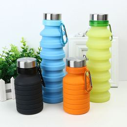 Gran oferta, taza plegable de silicona de 550 ml, botella de agua plegable de silicona portátil, taza de agua potable de viaje plegable