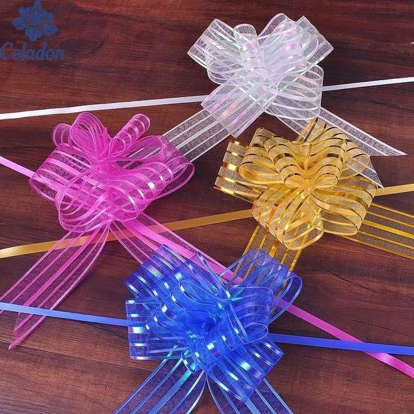 Décorations de noël 5 pcs/lot haute qualité bricolage fil tirer noeud papillon 11 couleur peut choisir pour emballer la décoration d'arbre