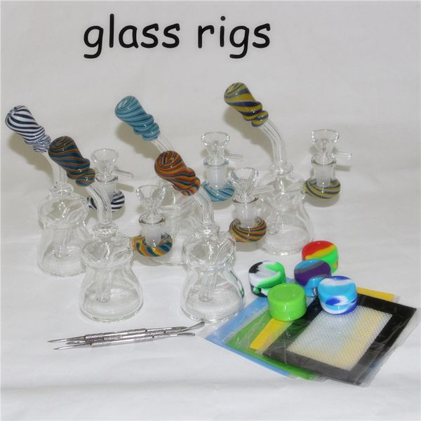 Vente chaude 6.3 Pouce Mini Huile Dab Rigs Bong En Verre 14mm Femelle Joint Bongs Conduite D'eau Avec 4mm Quartz Banger