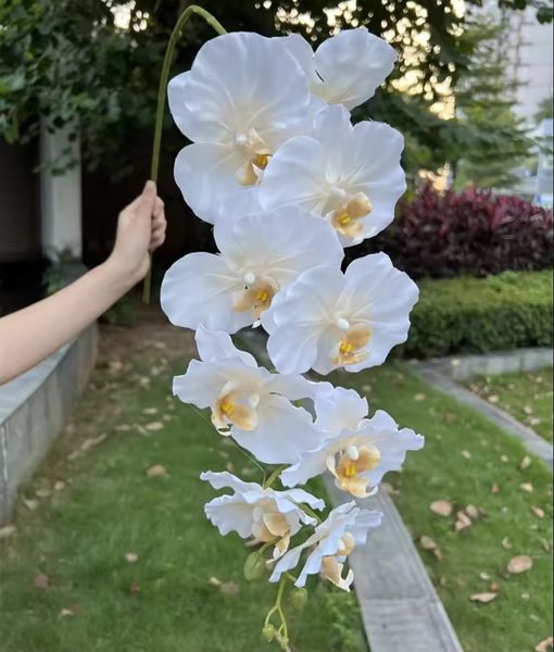 Offre spéciale 7 orchidées artificielles en soie, 9 têtes, fausses tiges de Phalaenopsis pour décoration de mariage à domicile