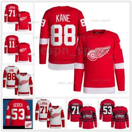 Vente chaude 71 Dylan Larkin Reverse Retro Hockey Jerseys 93 Alex Debrincat Moritz Seider David Perron Gordie Howe Datsyuk Steve Yzerman Christian Fischer Lucas