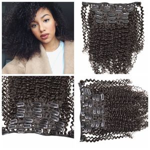 Hot koop 7 stks Gemakkelijk Clip in Haarverlenging Natuurlijke zwarte Lang Krullend/Golvend haar 120g 12-26 inch G-EASY